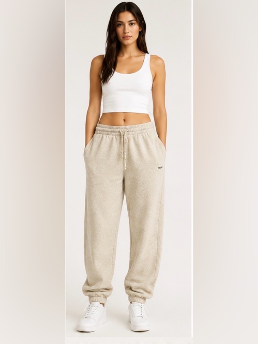 Aritzia TNA Cozy Fleece Boyfriend Sweatpants Oatmeal Joggers S